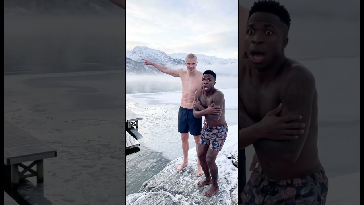 🥶 HAALAND LEVOU O VINI PRO BANHO DE VIKING… DEU MUITO RUIM 😂 #shorts #haaland  #viniciusjr