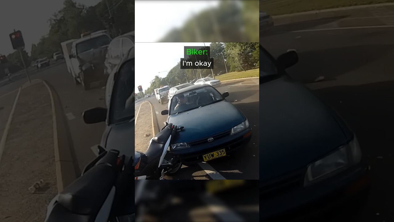 Distracted Driver Hits Biker 😱
