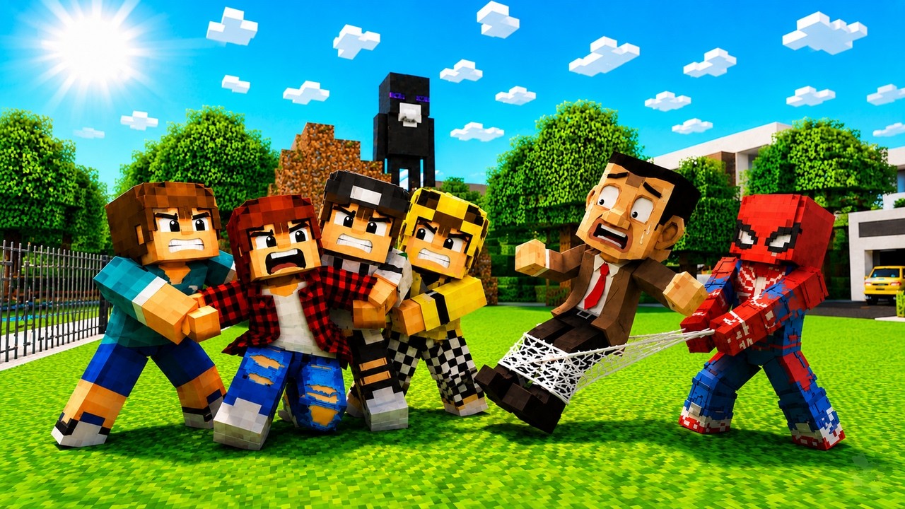 ماين كرافت لكن جيجي وعبوسي وكعبول وسبايدرمان يبحثون عن احمد سيكا وبالنهاية انصدموا 😨😱#فلم_ماين_كرافت