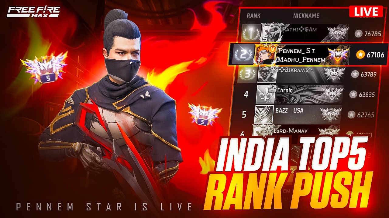 🔴[Live Free Fire New Rank Season Rank Push Live !! Telugu Free Fire Live