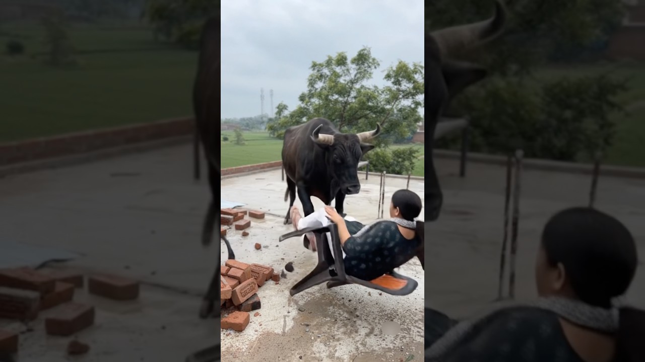 Black Bull Mumma Ke Piche Aarha Hai 😱 #shorts #ytshorts #viralvideo #blackbull