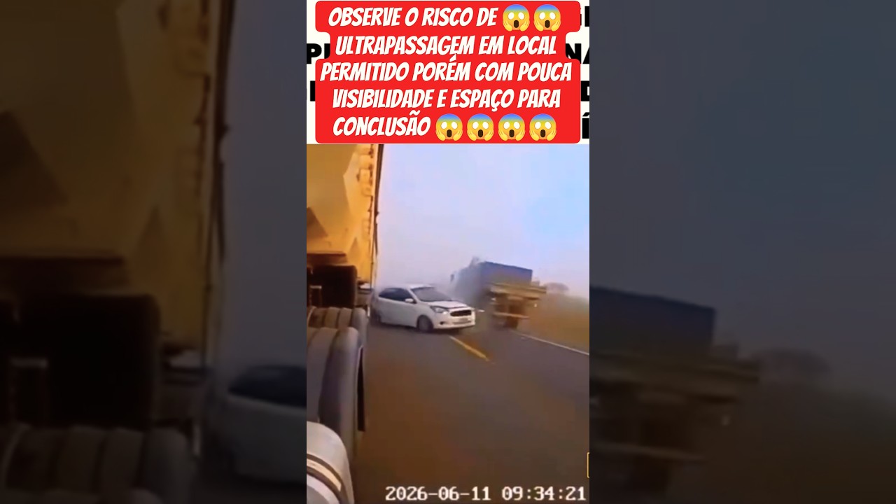 o risco da ultrapassagem em local permitido com pouca visibilidade. #caminhão #caminhoneiro