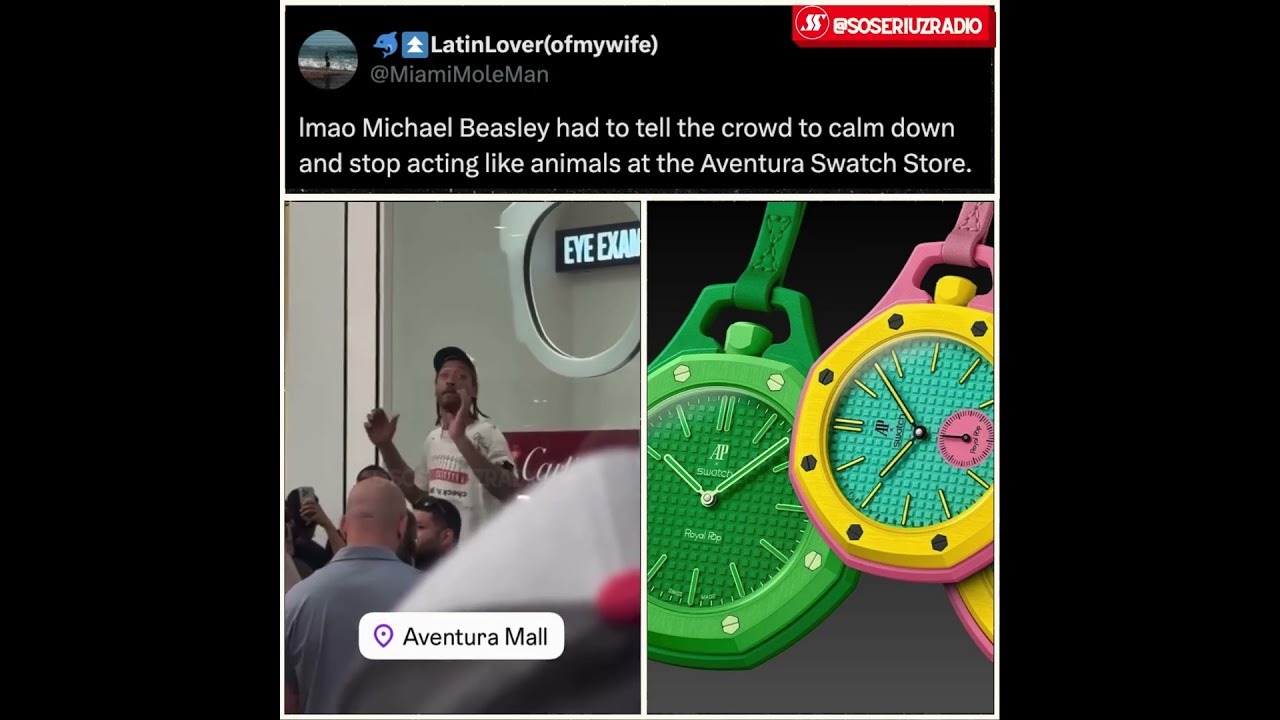 MICHAEL BEASLEY BREAKS BAD NEWS TO ANGRY SWATCH X AP MOB AT AVENTURA MALL! - Published by soseriuzradio