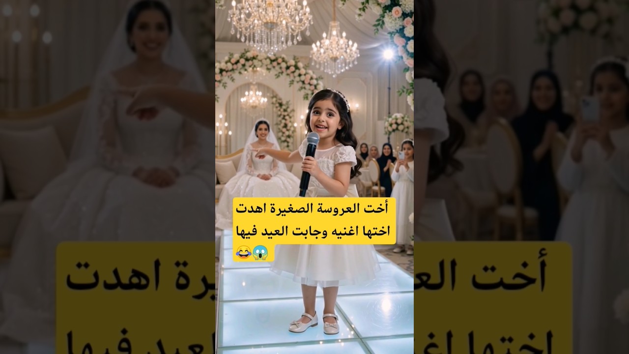 أخت العروسة الصغيرة اهدت اختها اغنيه وجابت العيد فيها في قاعة الزفاف " 😂😱 #عرس #حفل#فساتين #shorts