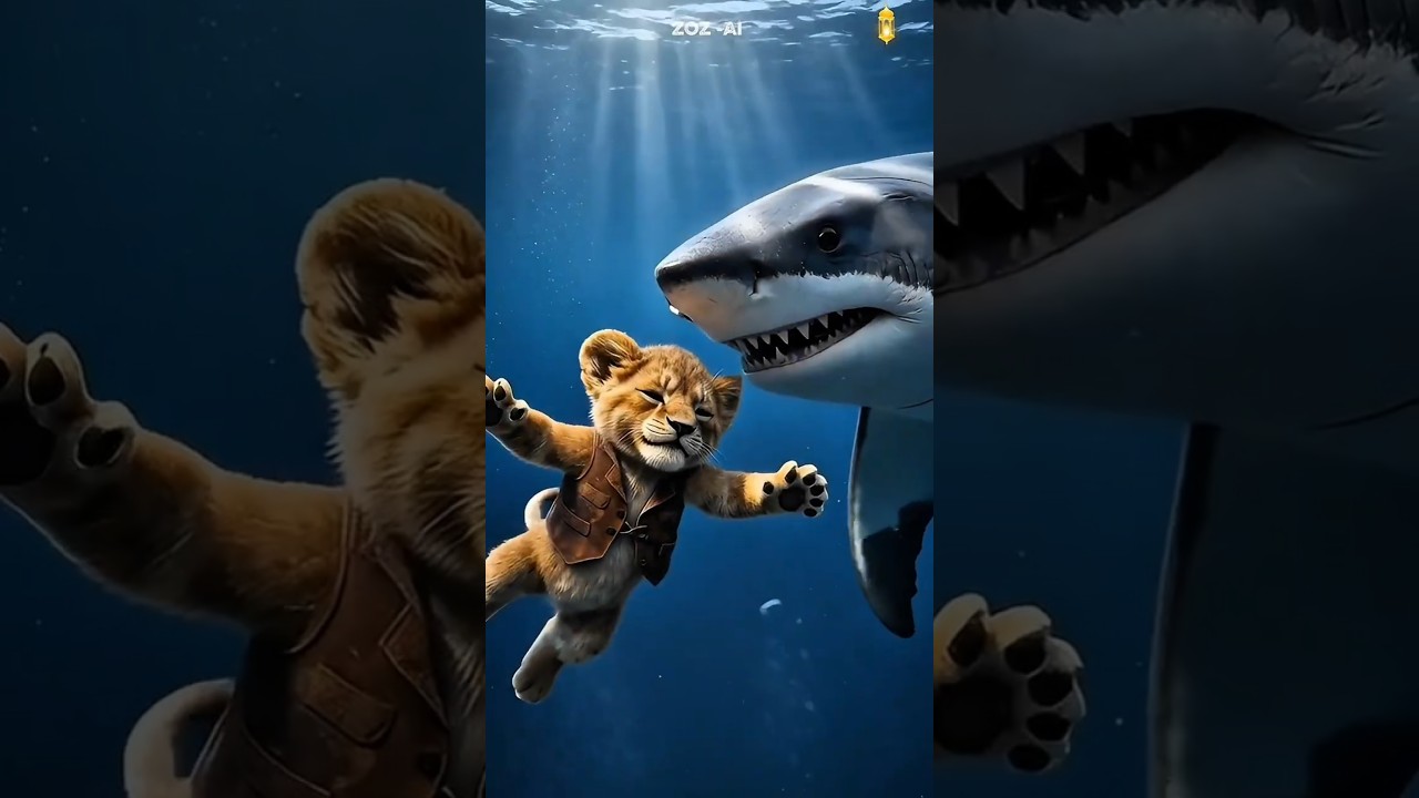 سمبا. وقع في المحيط... ما فعله القرش به 🦈 غيّر كل شيء😭❤️"#shorts