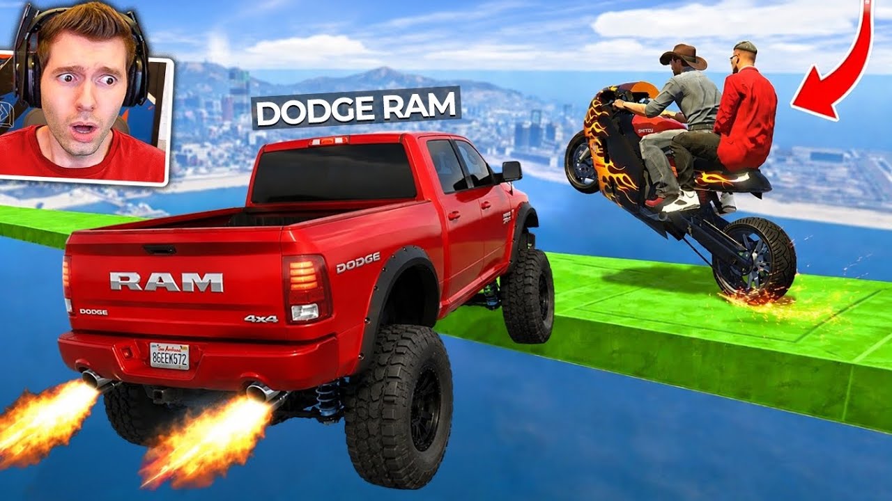GTA V Online: MOTO DRAG vs DODGE RAM - MITEI e foi MUITO! 