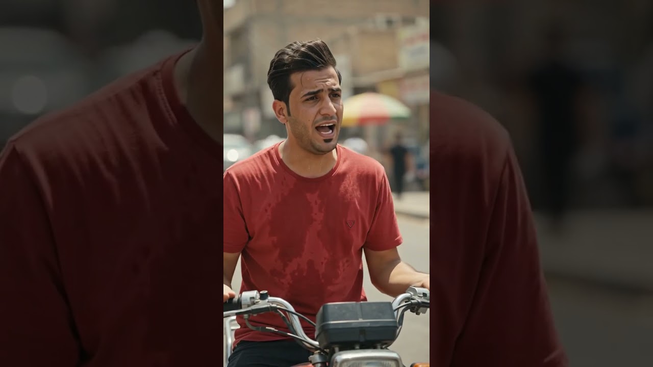 صاحب الدراجه اشتعلت دراجته وما يدري😂🔥