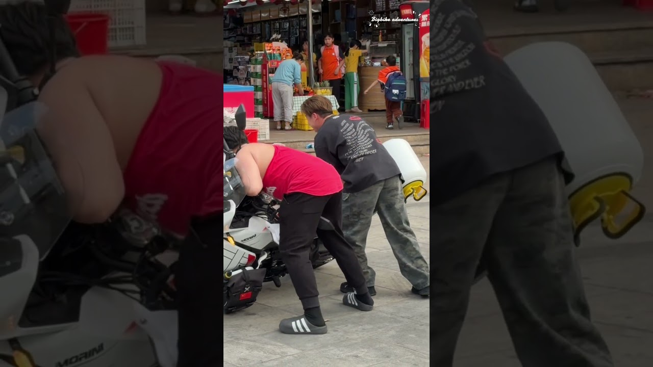 Tiny Girl, Huge Bike, Ice Cream in Her Mouth… Unreal 😂 #motogirl #motorcycle #advrider