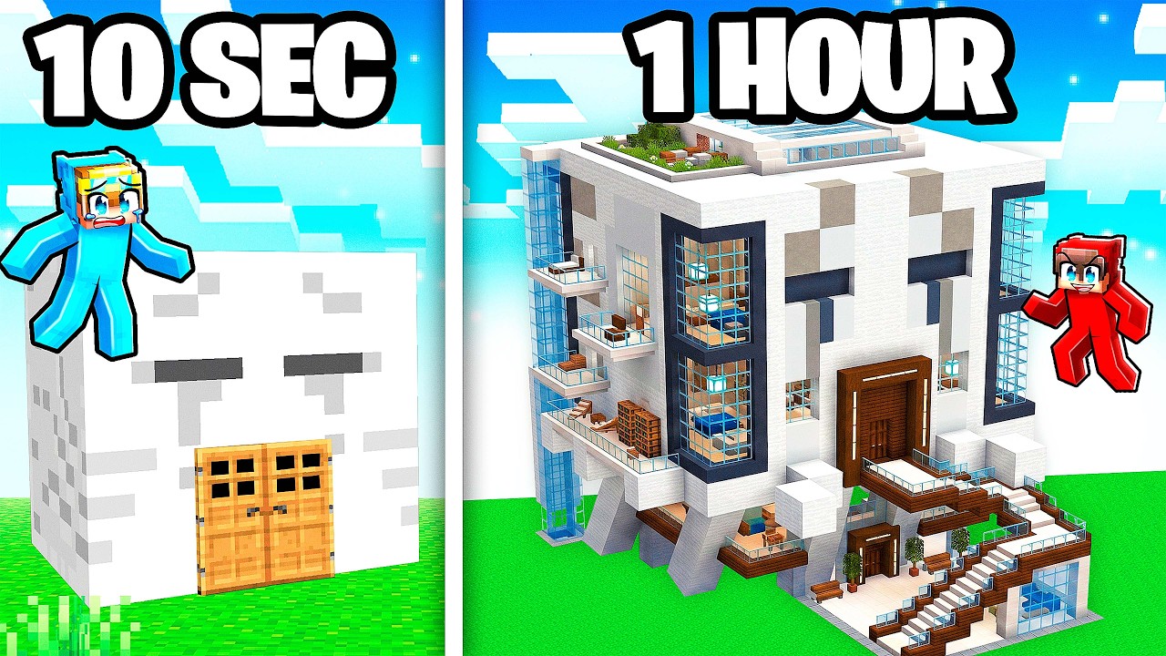 10 Seconds vs 1 Hour GHAST HOUSE Build Challenge!