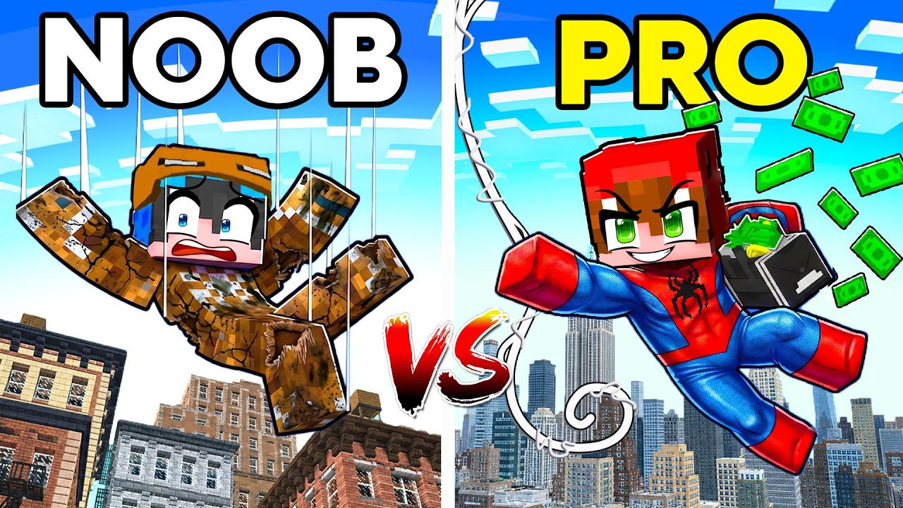 Evolución Spiderman POBRE vs Spiderman RICO en Minecraft!