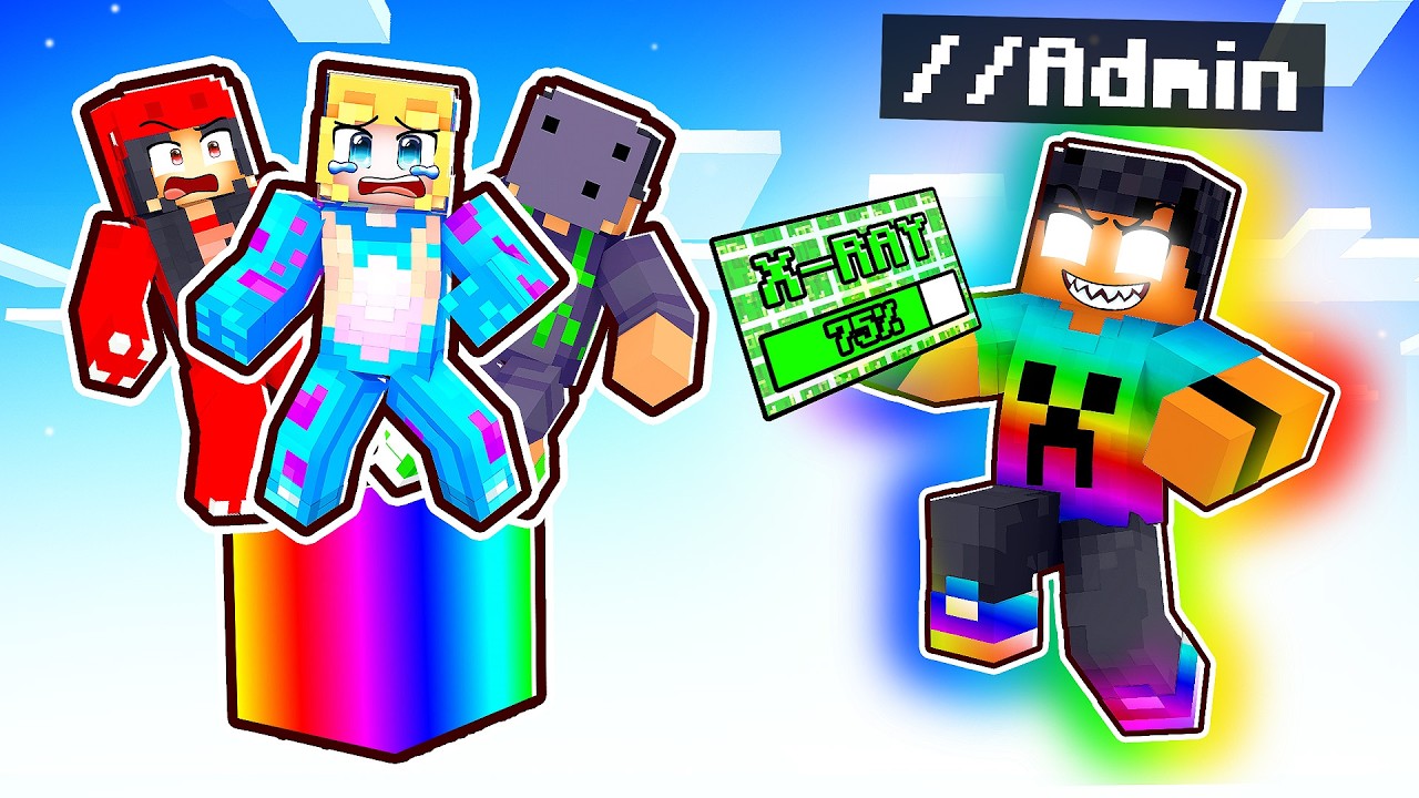 Usando COMANDOS DE ADMIN em um 1 BLOCO RAINBOW OP!