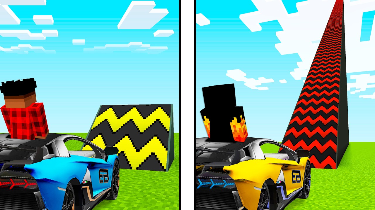 SUPER RAMPA GIGANTE PARA SUBIR DE CARRO E PULAR NO MINECRAFT
