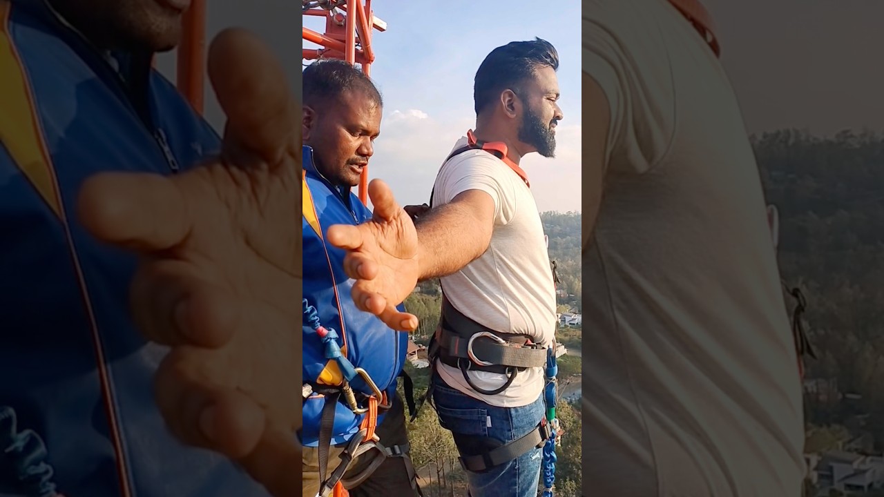 Bungee jumping panniyachu🏃☑️ #shorts #love #adventure