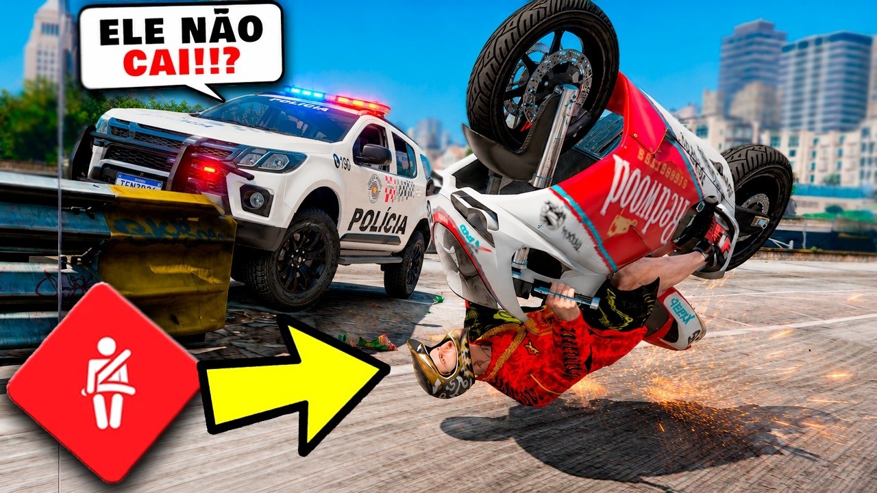 Trolando POLICIAIS com CINTO de AVIÃO na MOTO! (GTA 5 RP)