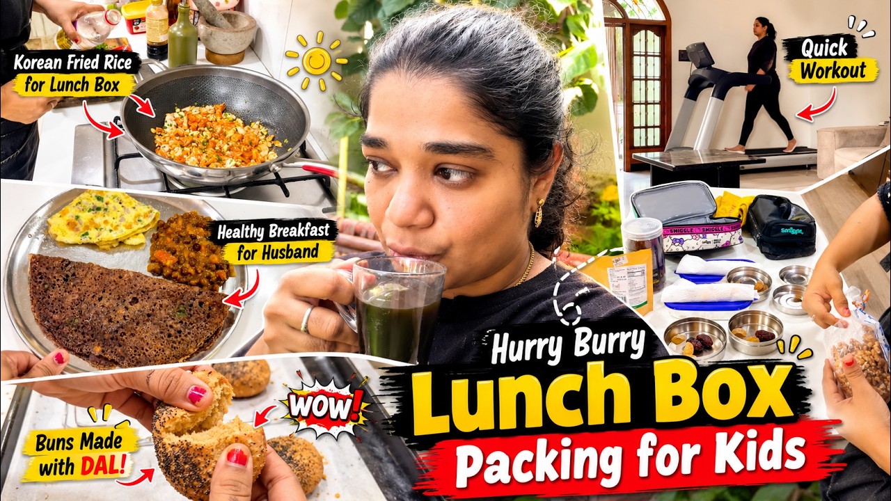 Taking Care of Me - Lunch Box Packing - Kids Request Kimchi Fried rice, Dal Buns, Ragi Dosa