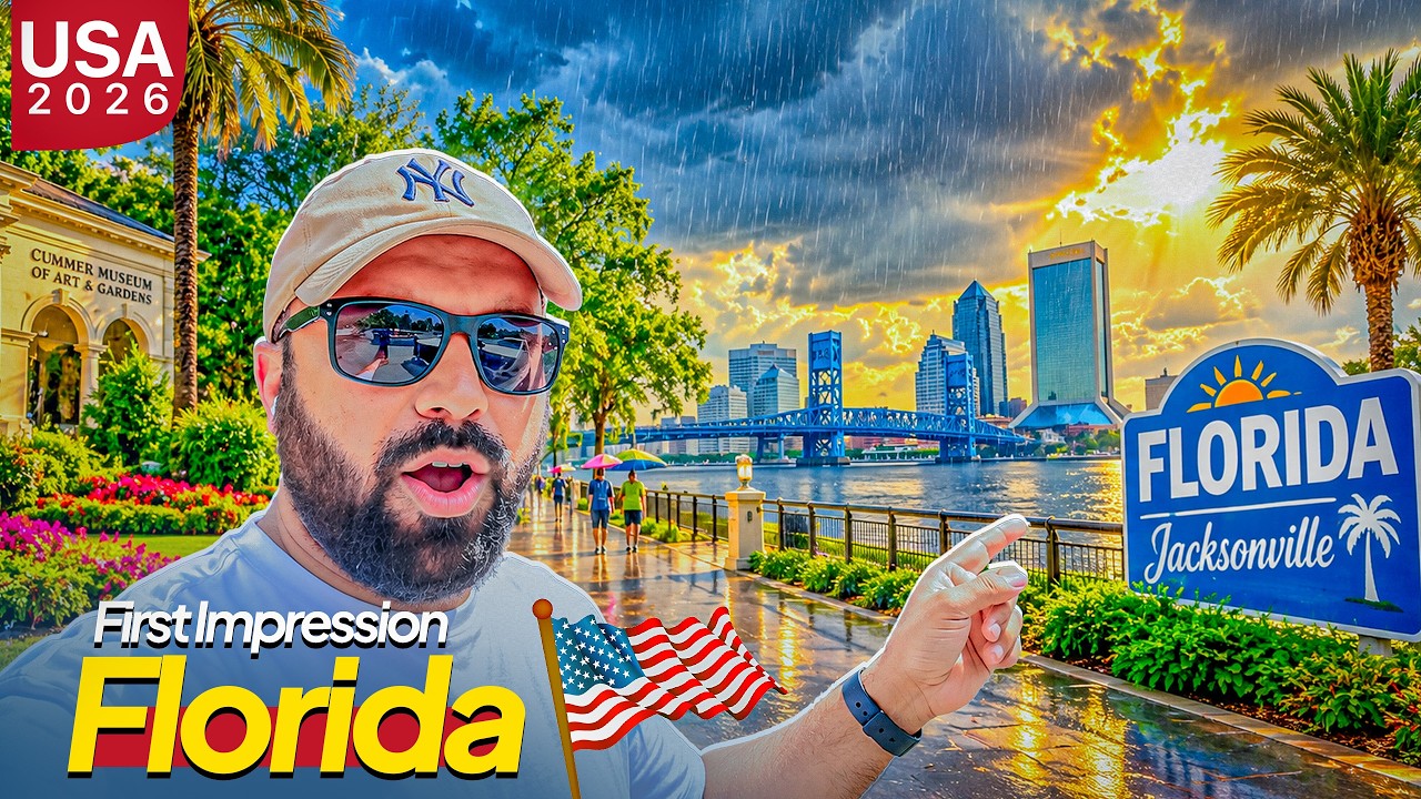 First Impressions of Florida 🇺🇸😱 Jacksonville 🌳Unexpected Rain 🌧️