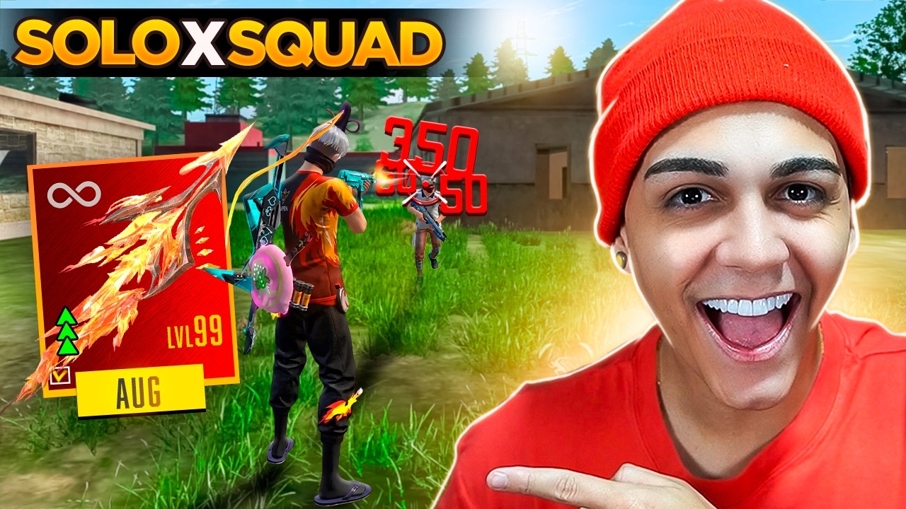ME IMPRESSIONEI COM A NOVA AUG NÍVEL 99 SOLO VS SQUAD NO FREE FIRE