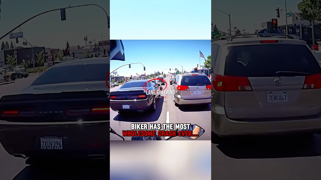 Biker has the most WHOLESOME crash ever‼️🤯