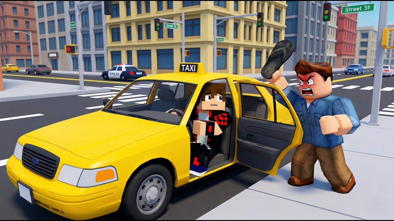 فلم روبلوكس : اشتغلت سائق تكسي لمدة 24 ساعة ولكن صارت كارثة !!؟ 🔥😱