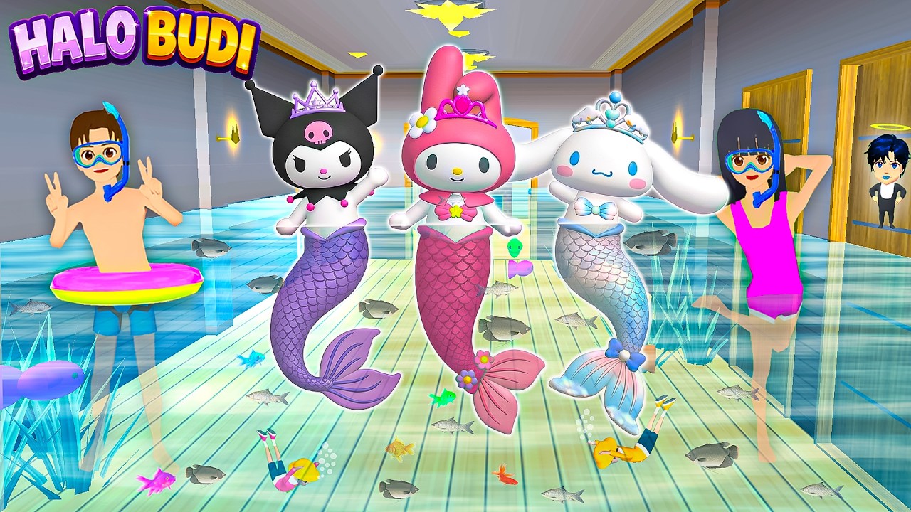 Yuta Mio Ubah Rumah Jadi Markas Aquarium Mermaid Sanrio | Berenang Bareng Kuromi Melody Cinnamoroll🥳