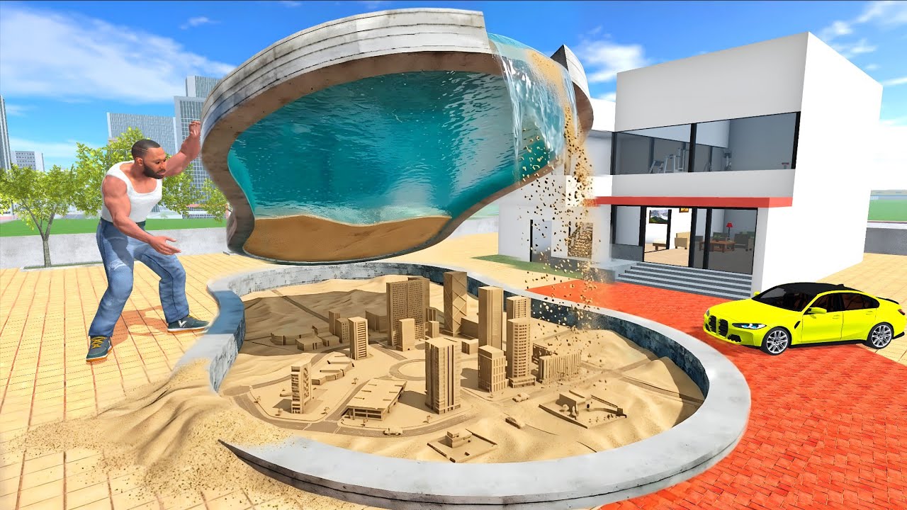 Giant Franklin Found Secret Sand City in Swimming Pool - INDIAN BIKES DRIVING 3D