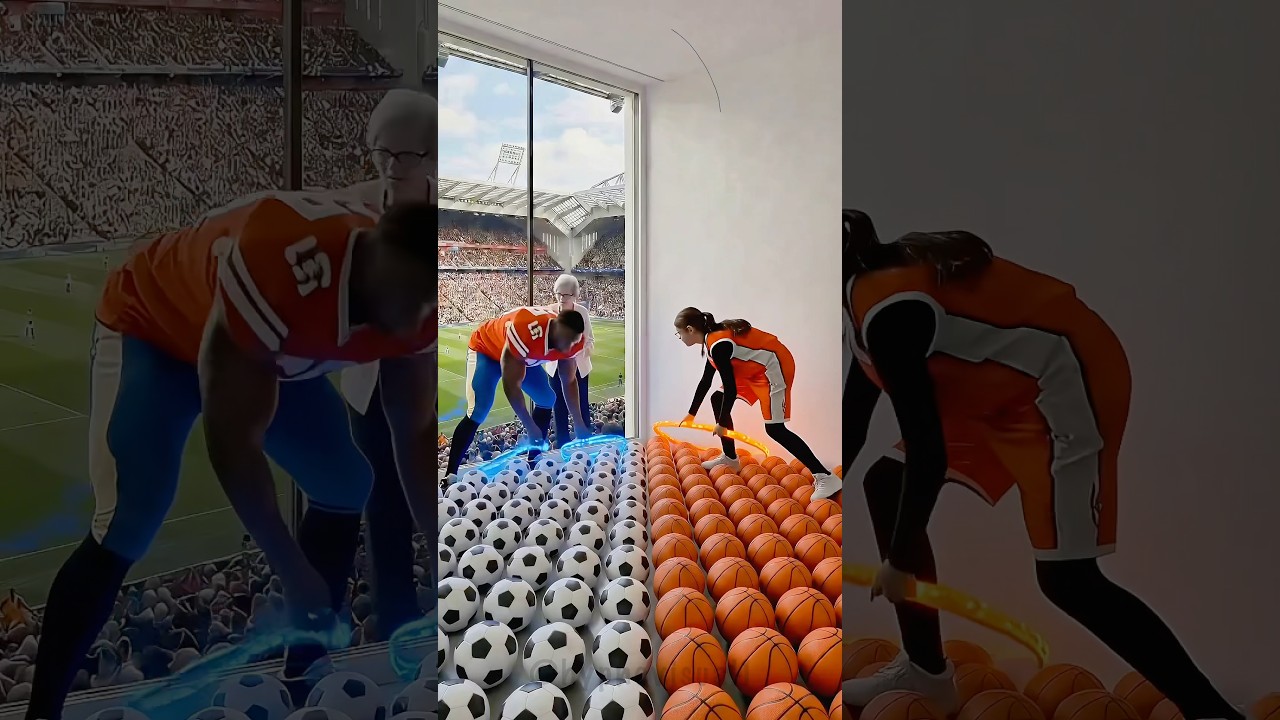 THIS DOUBLE FLOOR IS CRAZY 😱 Basketball vs Football Epoxy Floor 🏀⚽ #epoxy #floor #diy