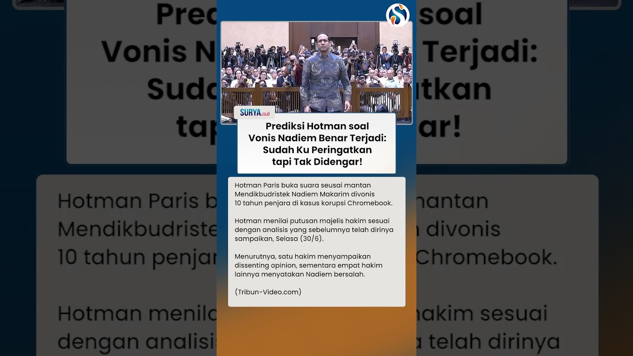 PREDIKSI HOTMAN Terbukti Benar soal Vonis Nadiem: Sudah Ku Peringatkan tapi Tak Didengar!