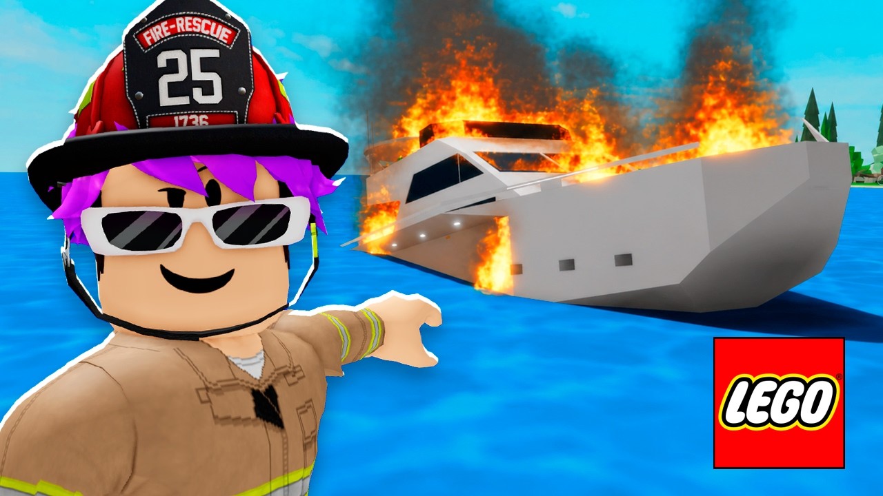 SALVEI OS BARCOS SENDO BOMBEIRO DO LEGO! (Brookhaven)