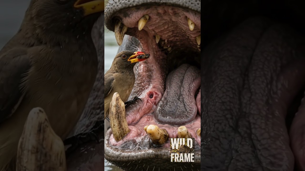 The Tiny Bird That Cleans a Hippo’s Giant Mouth 😱 Nature’s Most Fearless Dentist