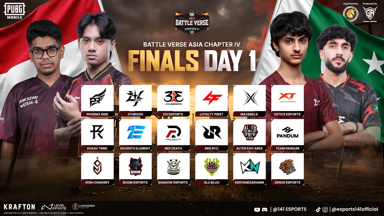 PUBGM BATTLE VERSE ASIA CHAPTER IV - ID vs PK - FT. #4T #AE #LF #RRQ #313 #MAX #BOOM #VOIN #PNDM