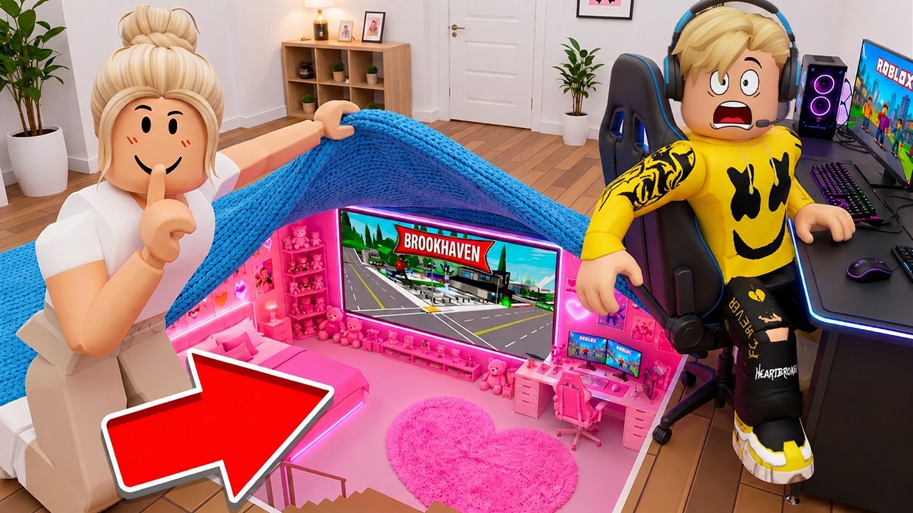 فيلم روبلوكس :  أختي خلت بابا يكرهني بسبب الألعاب…🎮 واكتشفت عندها غرفة Gaming سرية 😨