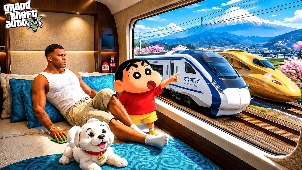 GTA 5: Franklin & Shinchan Travel By Train For The First Time! 🚆😱 | GTA 5 Telugu Gameplay