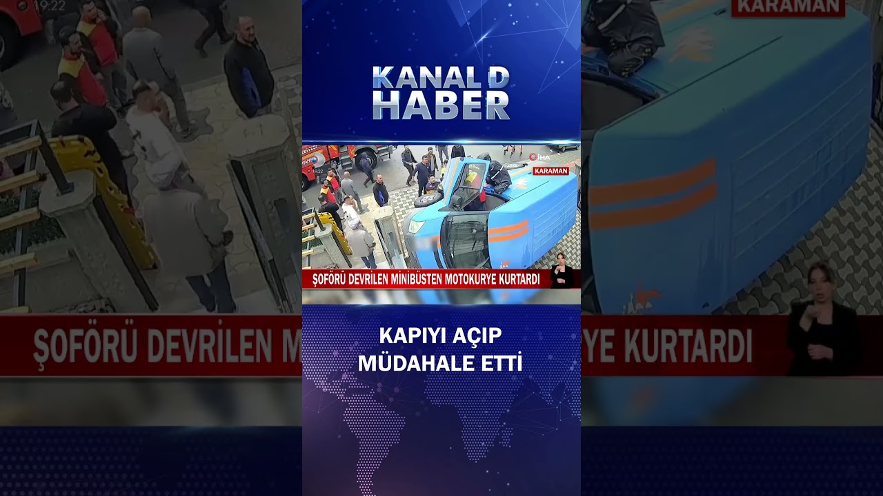 Şoförü Devrilen Minibüsten Motokurye Kurtardı!