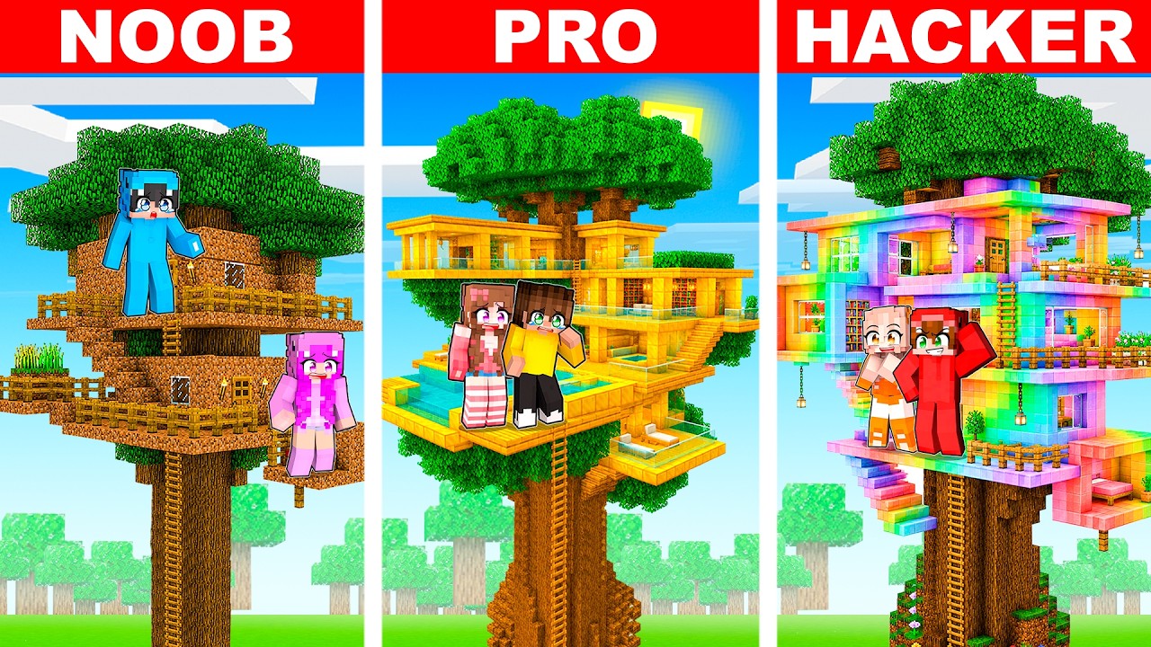 Evolucioné de CASA ÁRBOL NOOB a PRO en Minecraft!