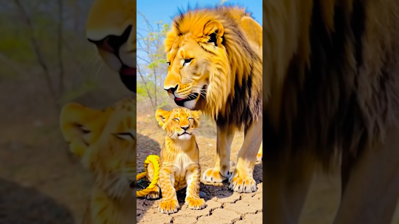 Lion ka baby kunwy ma gir gya😱 #viralshort #lion #baby #water #forest