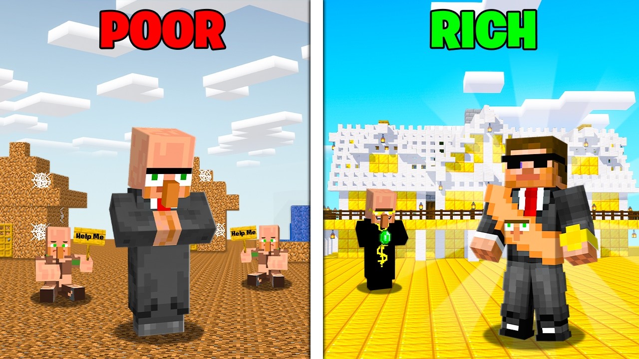 Poor vs Rich Village Mayor Battle in Minecraft..