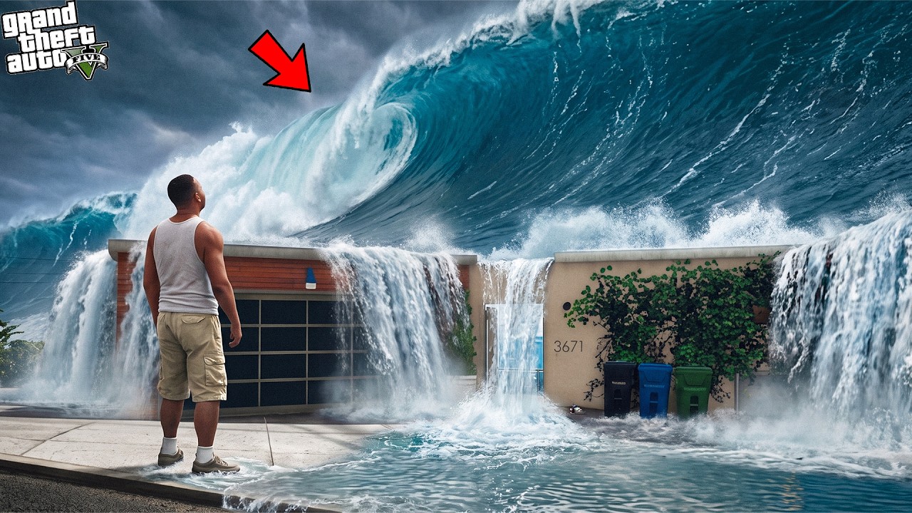 Franklin Facing The Biggest Tsunami In Los Santos! (GTA 5 Mods)