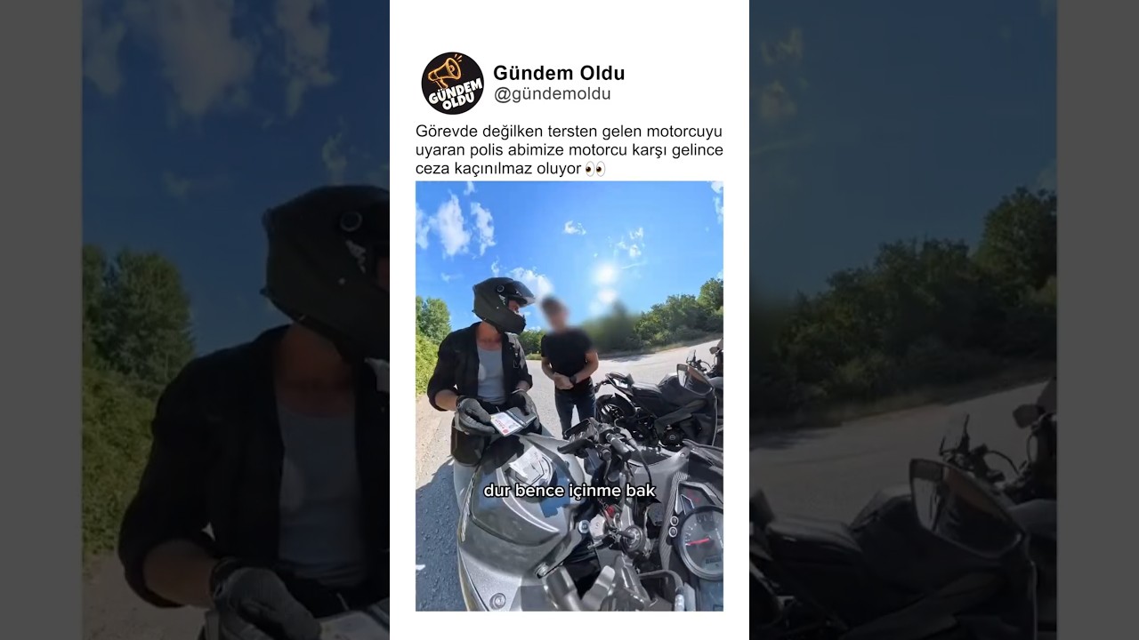 Tersten gelen motorcu kendisini uyaran polise karşı gelince cezayı yiyor 👀