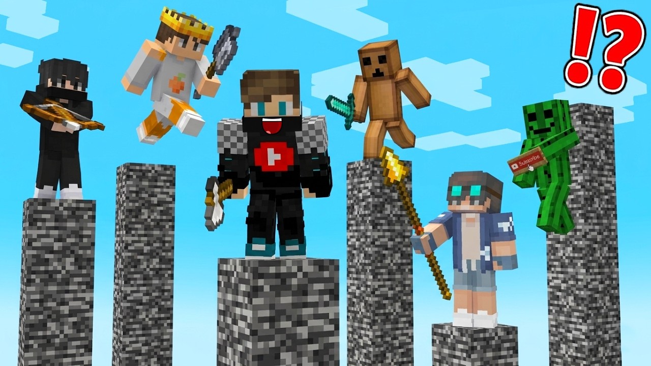 ماين كرافت : 1 ضد 1 ضد 1 ضد 1 ضد 1 ضد 1 ضد 1 في حرب الأعمدة !!؟ 😱🔥