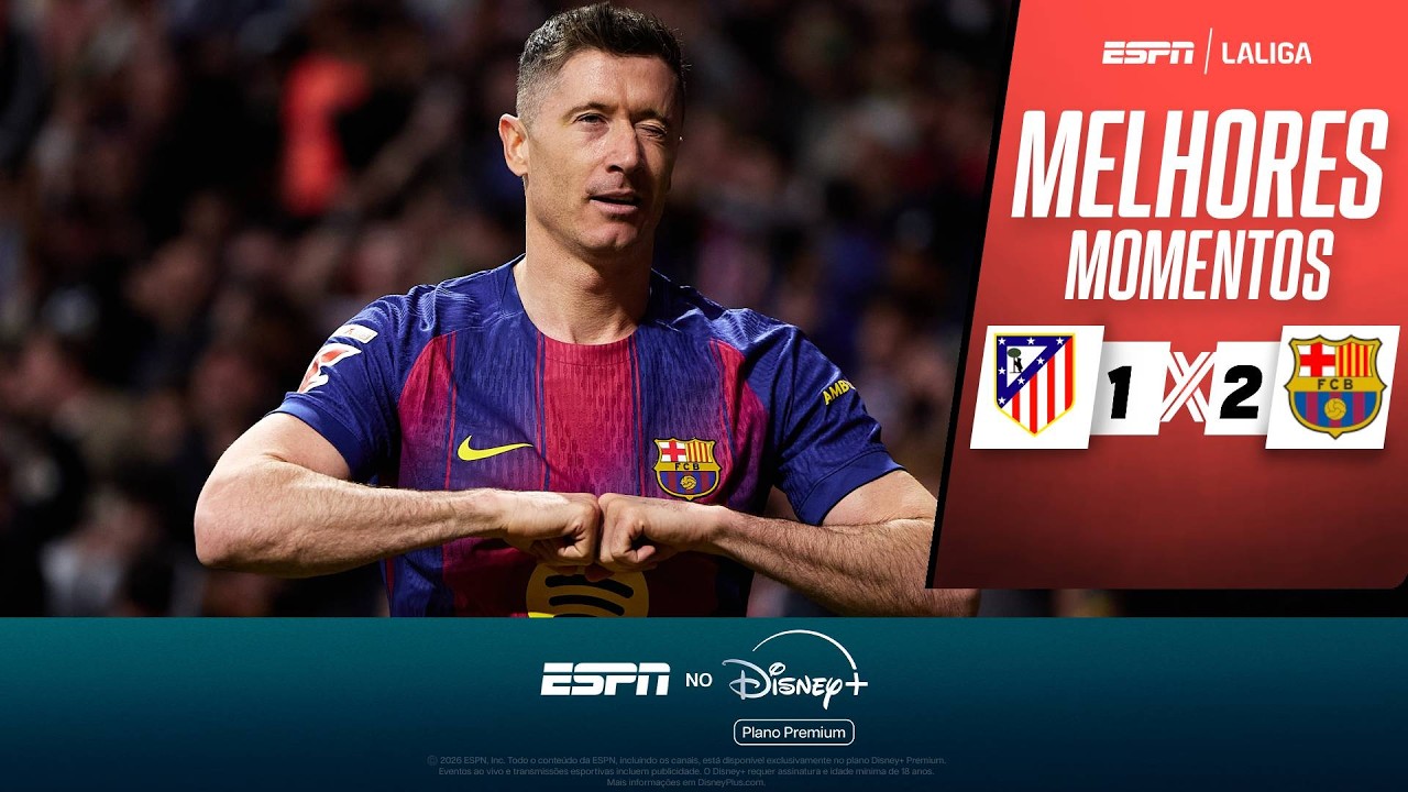 LAMINE YAMAL BRILHA, RASHFORD FAZ GOLAÇO E BARCELONA VENCE ATLETI COM GOL DE LEWANDOWSKI EM LALIGA