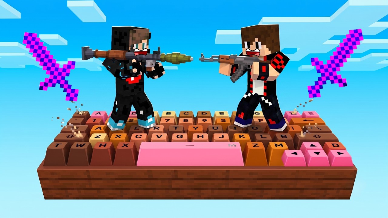 ماين كرافت : عشت 24 ساعة في ماب الكيبورد ولكن الحظ قوي !!؟ 🔥😱
