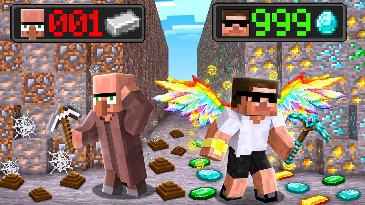 Diamond Rich Ore vs Poor Dirt Mine Battle in Minecraft..