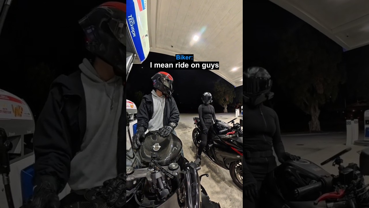 Biker Gets Shy After Biker Girl Approaches Him