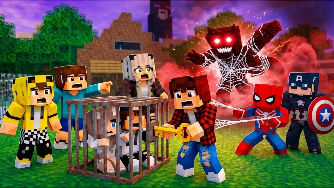 ماين كرافت لكن انا وسبايدرمان انقذنه جيجي والماسة من الرجل الاحمر 😭🔥 #فلم_ماين_كرافت