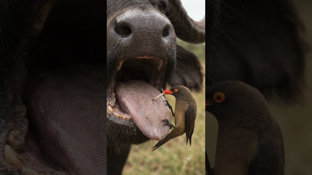 “Why is this tiny bird pulling something out of a buffalo? 😳”