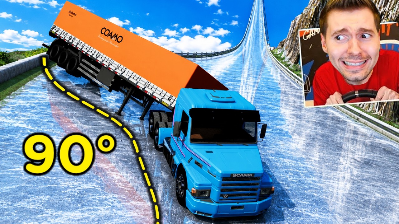 SEM FREIO na pista de ÁGUA do BeamNG Drive! 