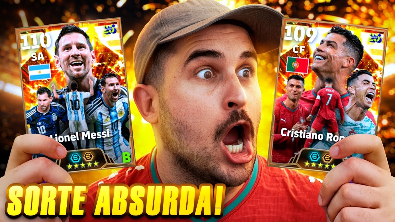 O BANQUETA TÁ COM SORTE! TIREI AS CARTAS INSANAS DO MESSI E CRISTIANO RONALDO NO EFOOTBALL