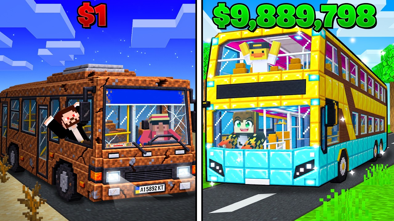 PRO VS NOOB BUS IN MINECRAFT!!