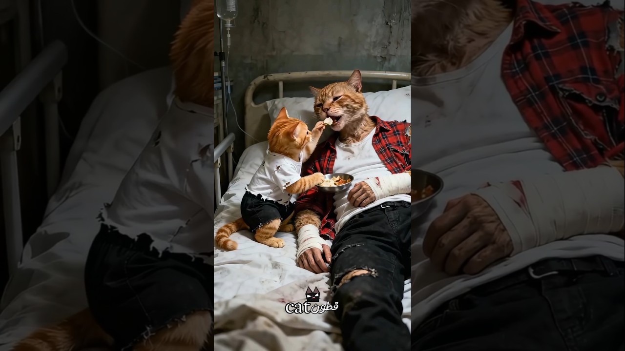 القط مياو أمه سابته هو وأبوه المريض ومشيت😿💔#cat #ai #shorts #funny
