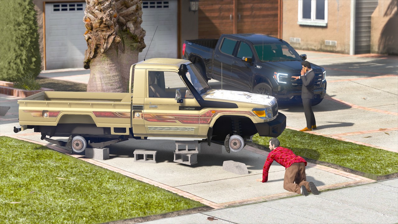 شخص غني يسرق عجلات شاص جاره لكن يقع في ورطة ويطلب فزعة جاره || قراند 5